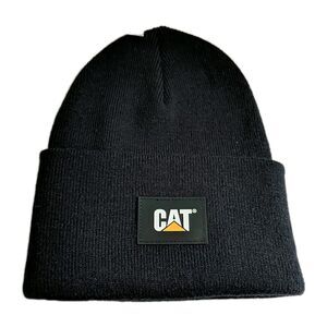 NEW CAT Caterpillar Logo Cuff Beanie Hat Logo Classic Black One Size NWT